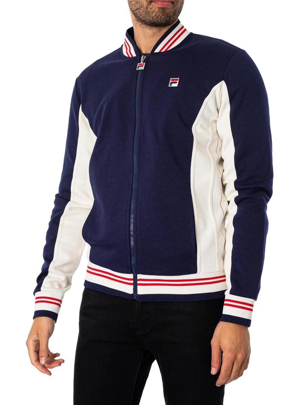 FILA Mens (XS) Navy/Cream/Red Zip-Up Settanta Tennis/Casual Track Jacket